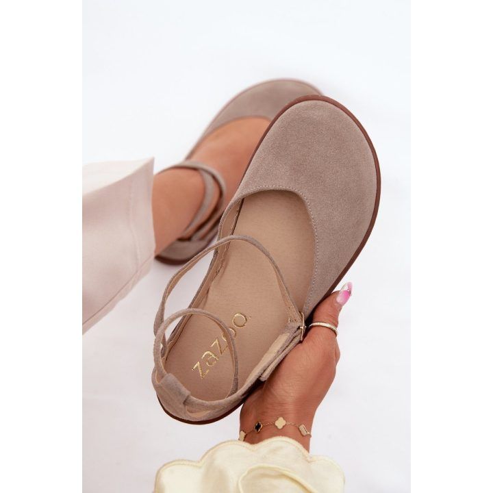 Moteriškos zomšinės barefoot balerinos Zazoo 320, cappuccino ZAZOO