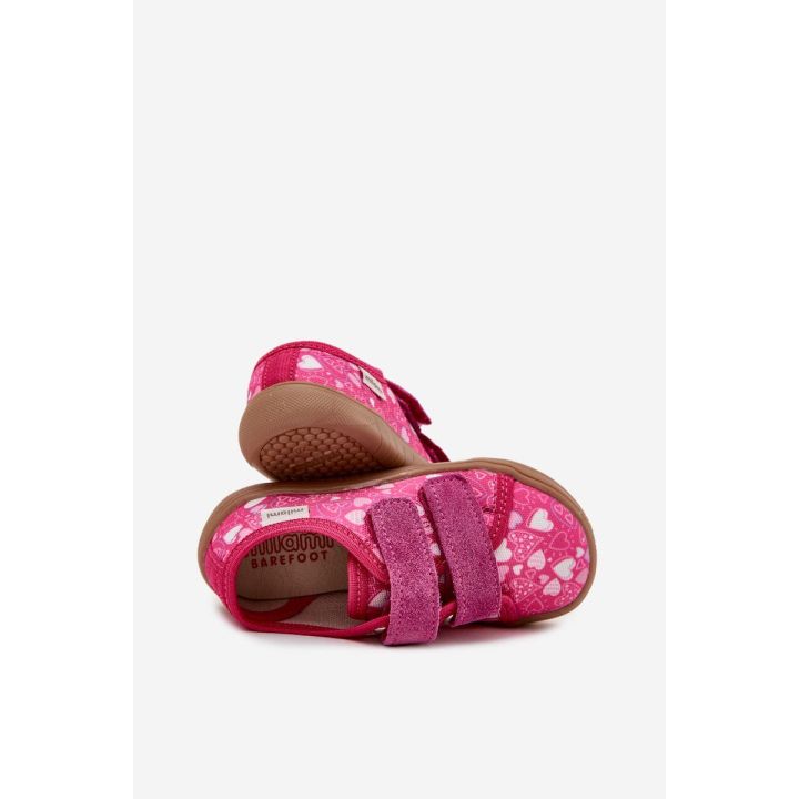 Vaikiški barefoot batai fuksijos spalvos su širdelėmis Milami