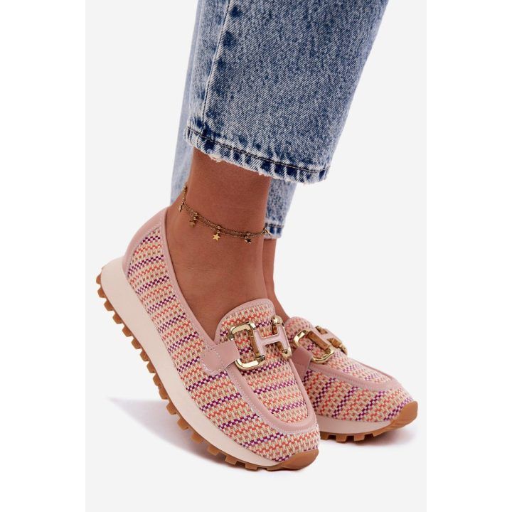 Moteriški slip-on sportiniai bateliai GOE su aukso spalvos detale, rožiniai GOE