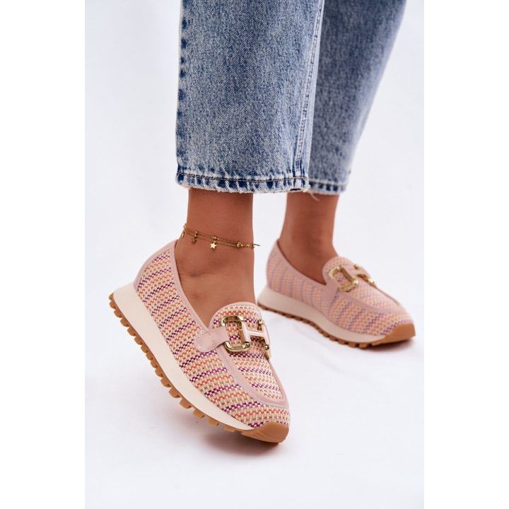 Moteriški slip-on sportiniai bateliai GOE su aukso spalvos detale, rožiniai GOE