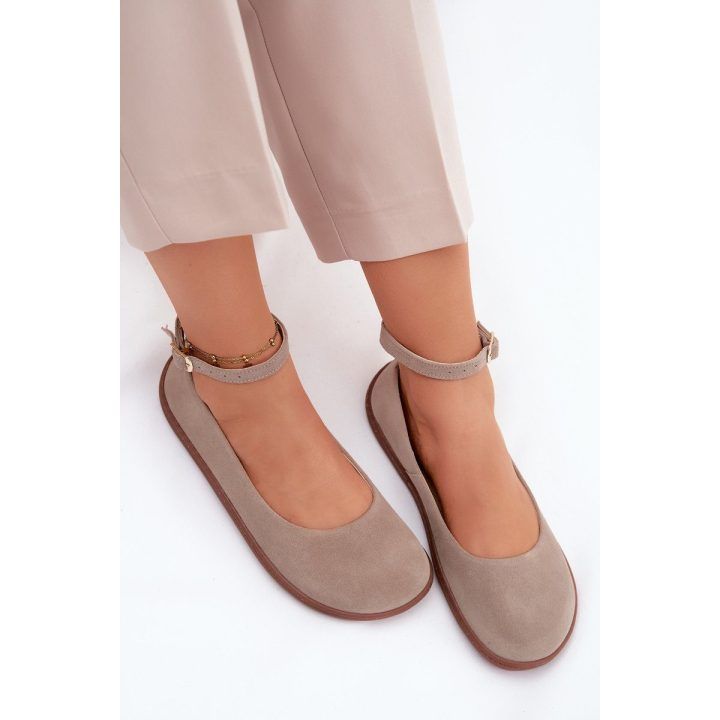 Moteriškos barefoot balerinos iš natūralios zomšos Zazoo 020, cappuccino ZAZOO