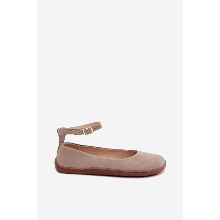 Moteriškos barefoot balerinos iš natūralios zomšos Zazoo 020, cappuccino ZAZOO