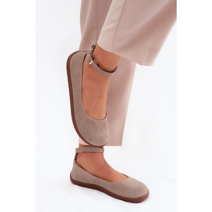 Moteriškos barefoot balerinos iš natūralios zomšos Zazoo 020, cappuccino ZAZOO