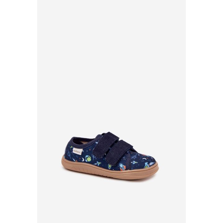 Vaikiški barefoot batai tamsiai mėlyni su kosmoso raštu Milami