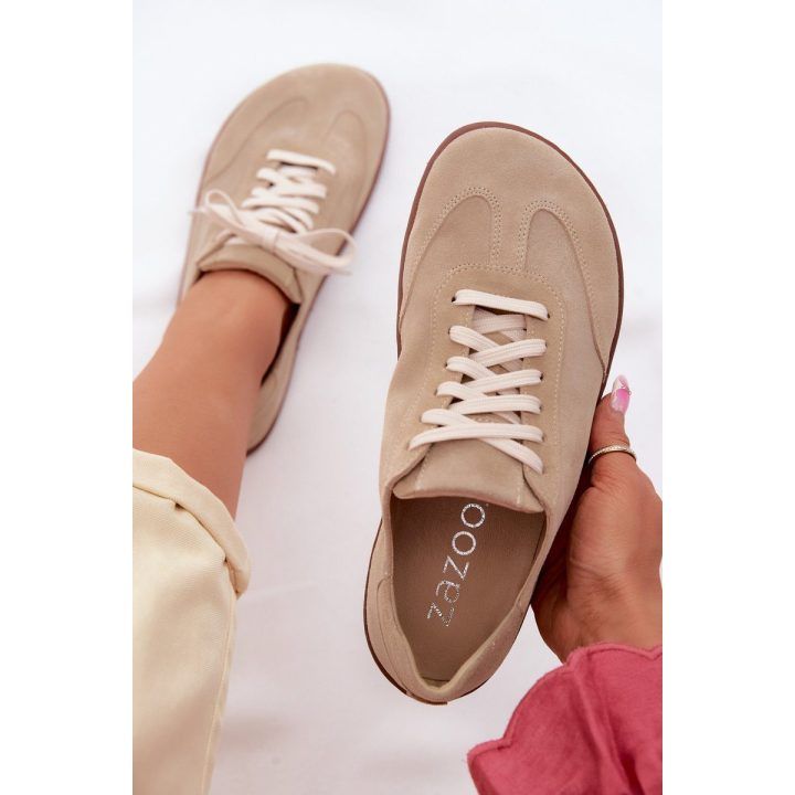 Moteriški barefoot sportiniai bateliai iš zomšos Zazoo N1243, smėlio spalvos ZAZOO