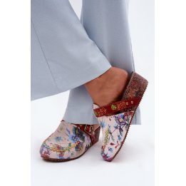 Moteriškos odinės šlepetės su koturnu Maciejka K7409-15, multicolor MACIEJKA
