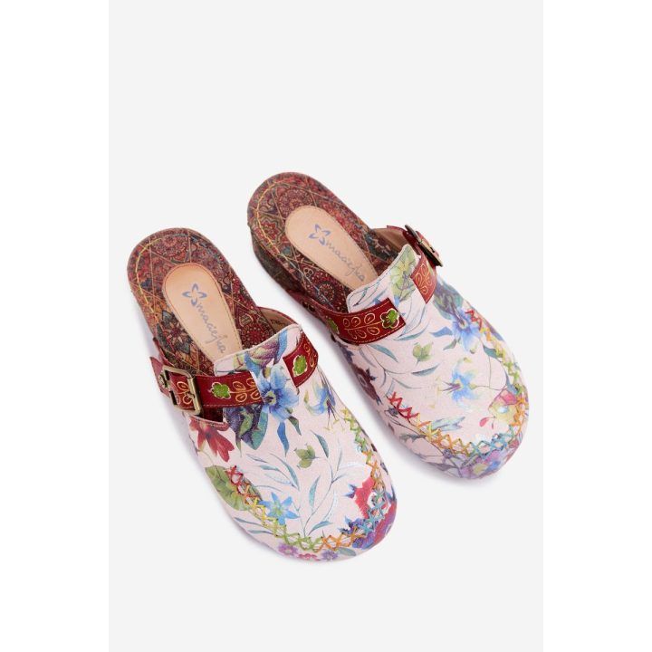Moteriškos odinės šlepetės su koturnu Maciejka K7409-15, multicolor MACIEJKA