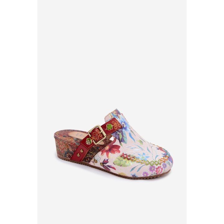 Moteriškos odinės šlepetės su koturnu Maciejka K7409-15, multicolor MACIEJKA
