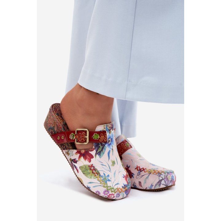 Moteriškos odinės šlepetės su koturnu Maciejka K7409-15, multicolor MACIEJKA