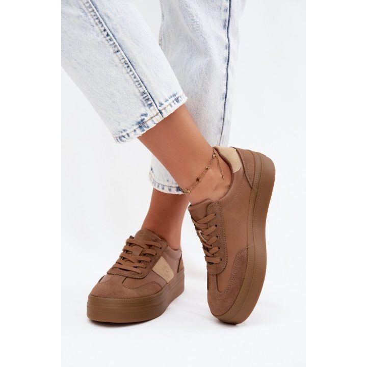 Moteriški platforminiai sportbačiai Big Star UU274015, šviesiai rudi BIG STAR SHOES
