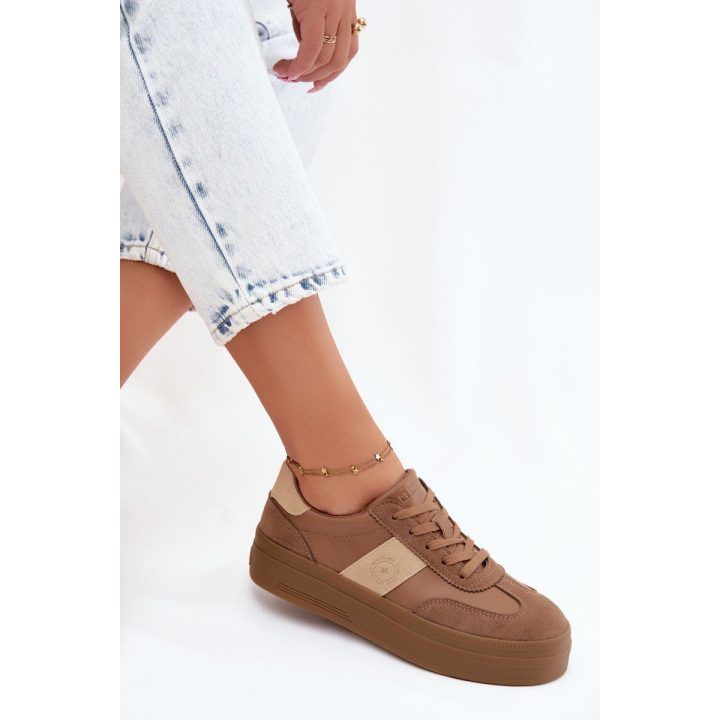 Moteriški platforminiai sportbačiai Big Star UU274015, šviesiai rudi BIG STAR SHOES