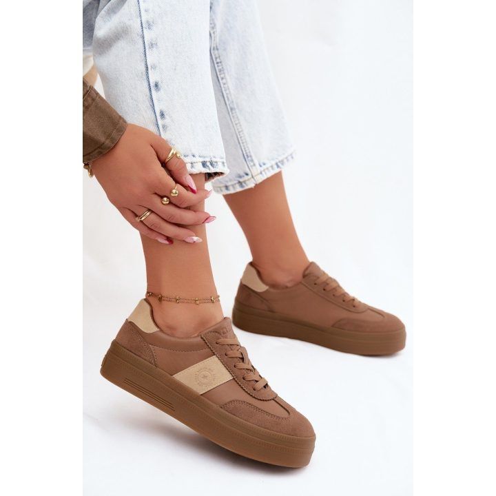 Moteriški platforminiai sportbačiai Big Star UU274015, šviesiai rudi BIG STAR SHOES