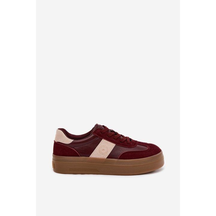 Bordo spalvos moteriški sportbačiai ant platformos Big Star UU274013 BIG STAR SHOES