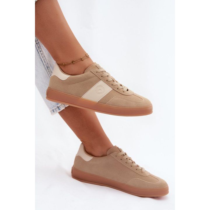 Smėlio spalvos moteriški sportbačiai Big Star iš zomšo imitacijos BIG STAR SHOES
