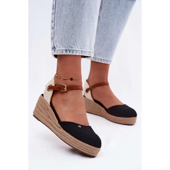 Juodos espadrilės basutės ant platformos Wrangler WRANGLER