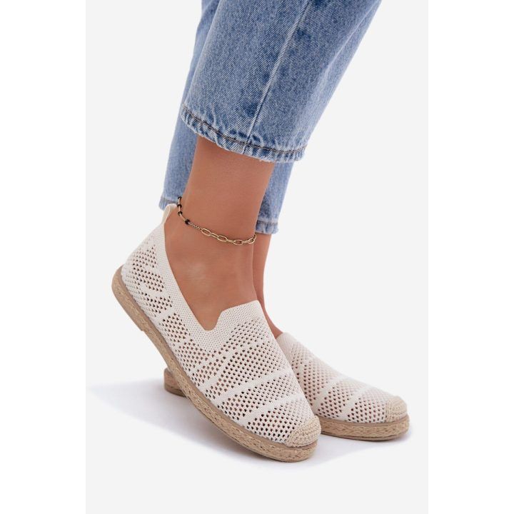 Moteriškos tekstilinės ažūrinės espadrilės Candessa, smėlio spalvos BOTO