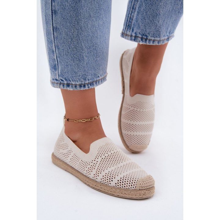 Moteriškos tekstilinės ažūrinės espadrilės Candessa, smėlio spalvos BOTO
