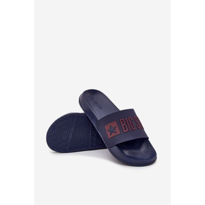 Šlepetės vyrams tamsiai mėlynos gumos laisvalaikiui Big Star