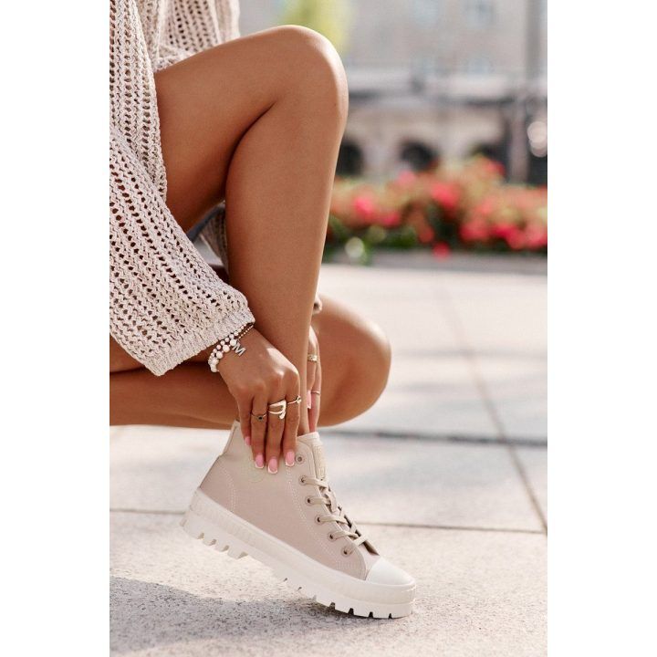 Moteriški sportbačiai su platforma Big Star, smėlio spalvos BIG STAR SHOES