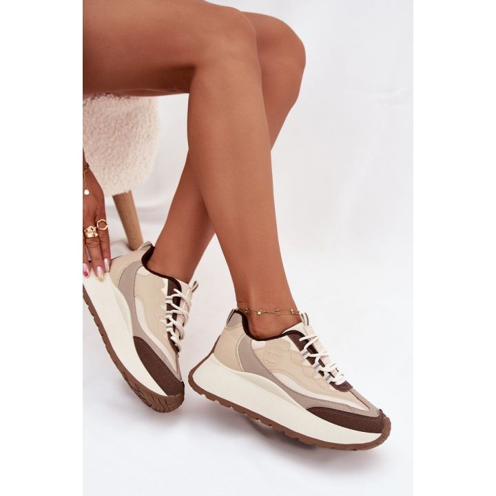 Laisvalaikio batai smėlio spalvos su platforma moterims Big Star