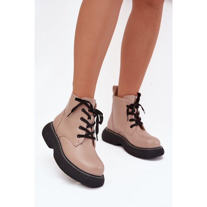 Auliniai batai moteriški smėlio spalvos pašiltinti su platforma Harmine