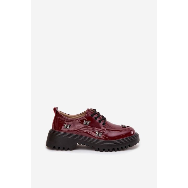 Bordo lakinės moteriškos loafer tipo odinės basutės Artiker