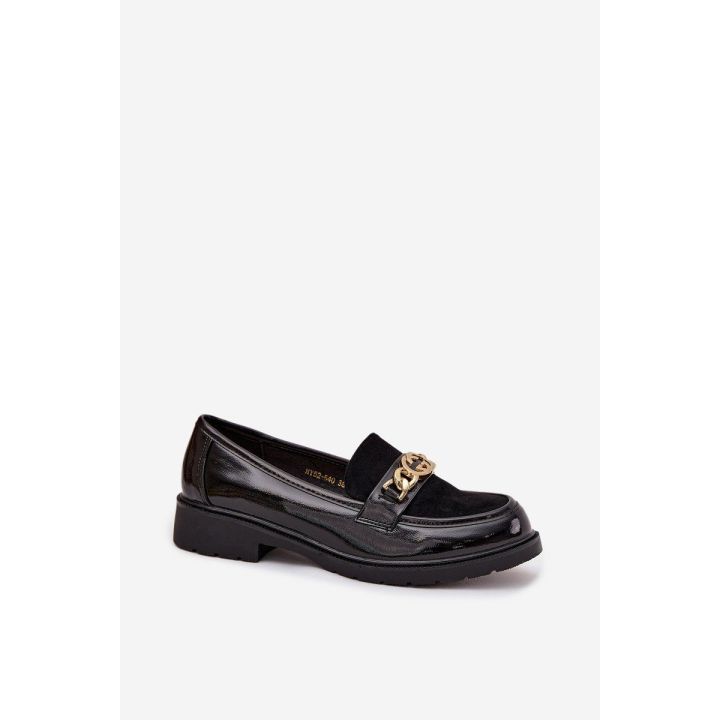 Lakuotos moteriškos juodos loafers tipo basutės S.Barski