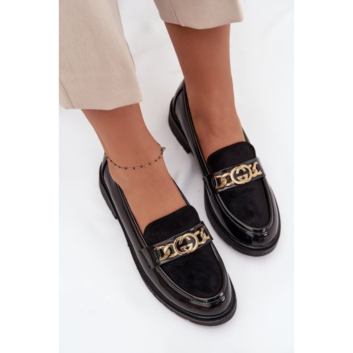 Lakuotos moteriškos juodos loafers tipo basutės S.Barski