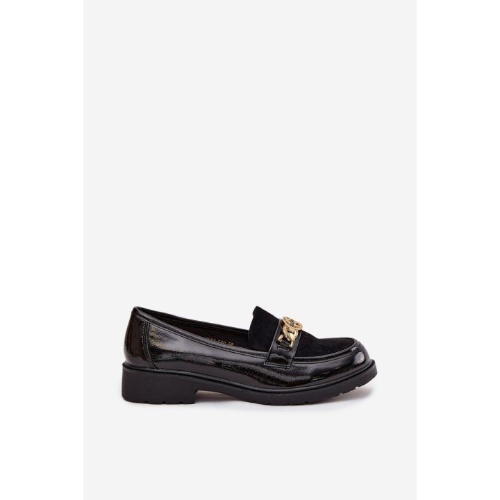 Lakuotos moteriškos juodos loafers tipo basutės S.Barski