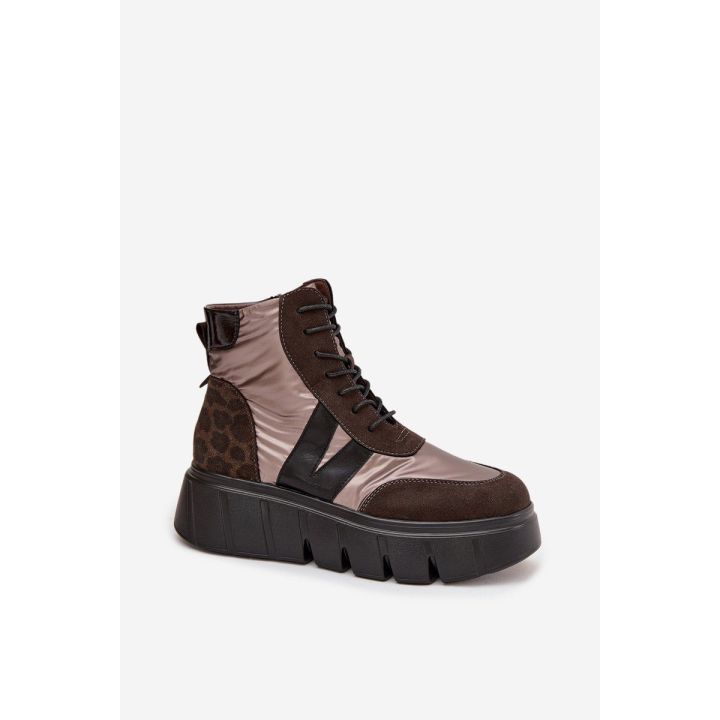 Rudos moteriškos aulinės platforminės žieminiai batai Vinceza