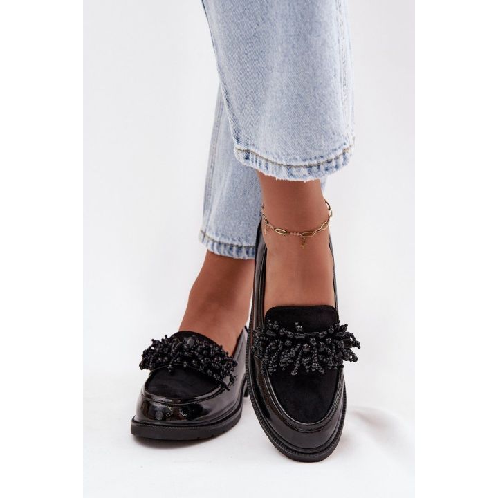 Women's Patent Leather Moccasins S.Barski HY52-369B Black
