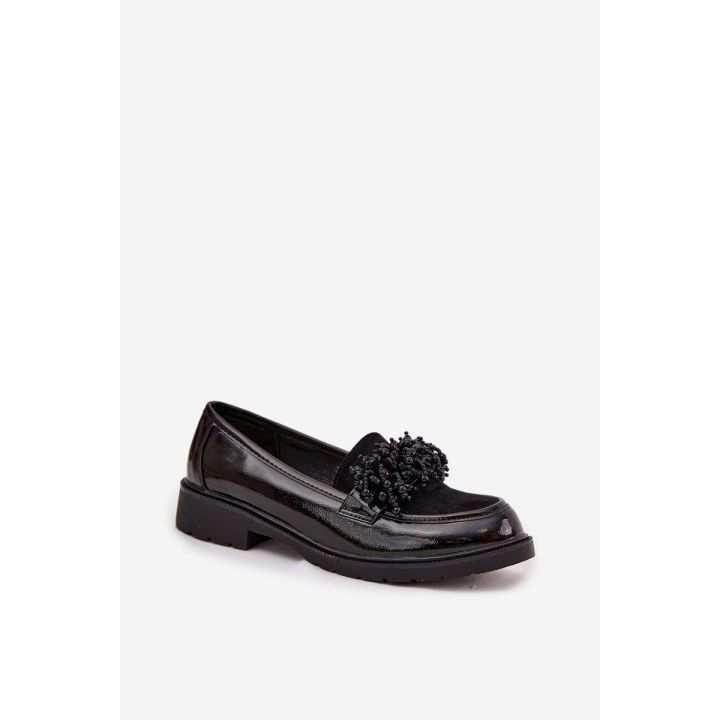 Women's Patent Leather Moccasins S.Barski HY52-369B Black
