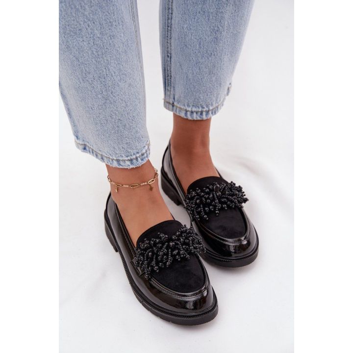 Women's Patent Leather Moccasins S.Barski HY52-369B Black