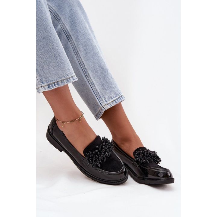 Women's Patent Leather Moccasins S.Barski HY52-369B Black