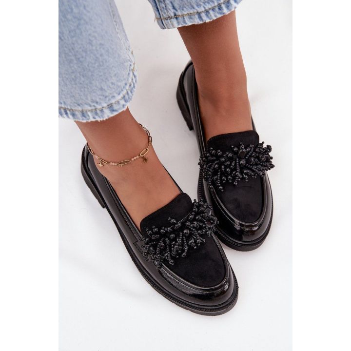 Women's Patent Leather Moccasins S.Barski HY52-369B Black