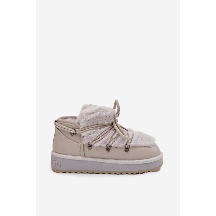 Low Snow Boots On Platform With Fur D.Franklin DFSH370011 Light Gray