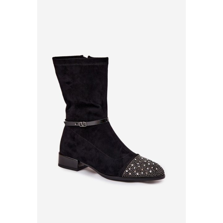 Aulinukai juodi su blizgiu nosele ir dirželiu Step in Style
