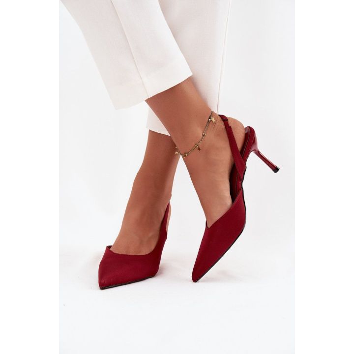 Bordo spalvos moteriški aukštakulniai bateliai