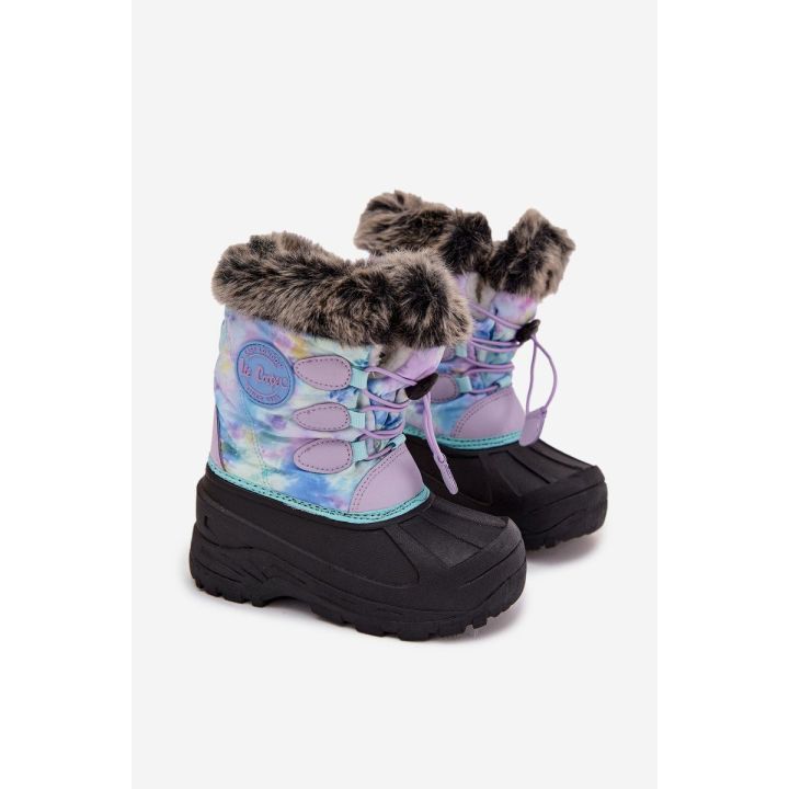 Vaikiški sniego batai violetiniai su pūkeliu ir elastiniu Lee Cooper