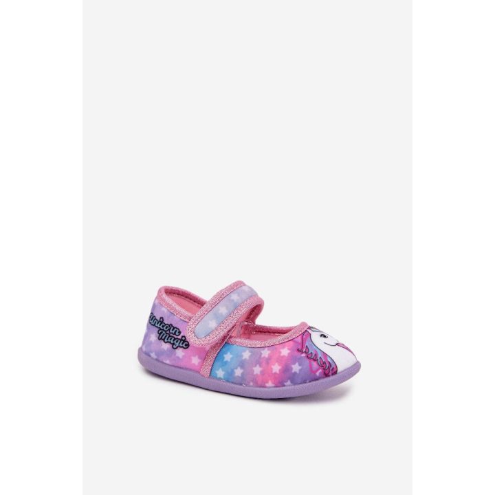 Balerinos šlepetės rožinės su Velcro vienaragiu Silviera