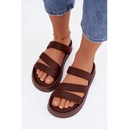 Moteriškos platforminės basutės su dirželiais šokolado spalvos Liorine