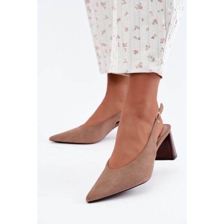 Aukštakulniai bateliai atviru kulnu, smėlio spalvos