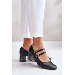 Juodi aukštakulniai bateliai su dirželiais Step in style