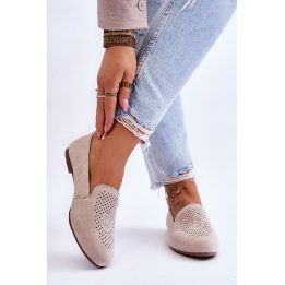 Smėlio spalvos mokasinai su ažūriniu raštu Step in style