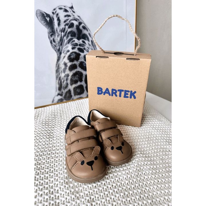 Vaikiški barefoot batai su meškučio aplikacija smėlio spalvos Bartek