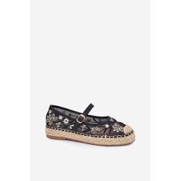 Juodos espadrilės su gėlių siuvinėjimu Step in style