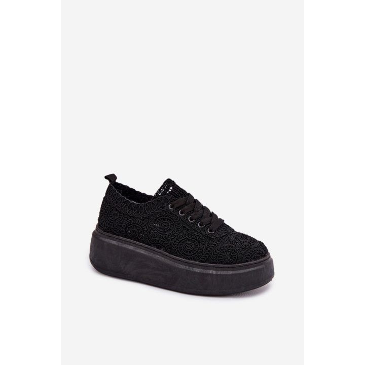 Juodi tekstiliniai sportbačiai Step in style