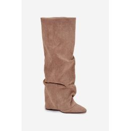 Ilgaauliai batai virš kelių su zomšos imitacija Step in style