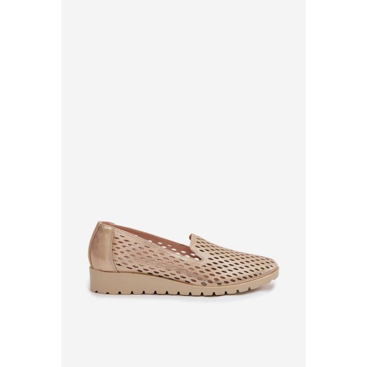 Moteriški pusbačiai iš dirbtinės odos auksiniai Flariette