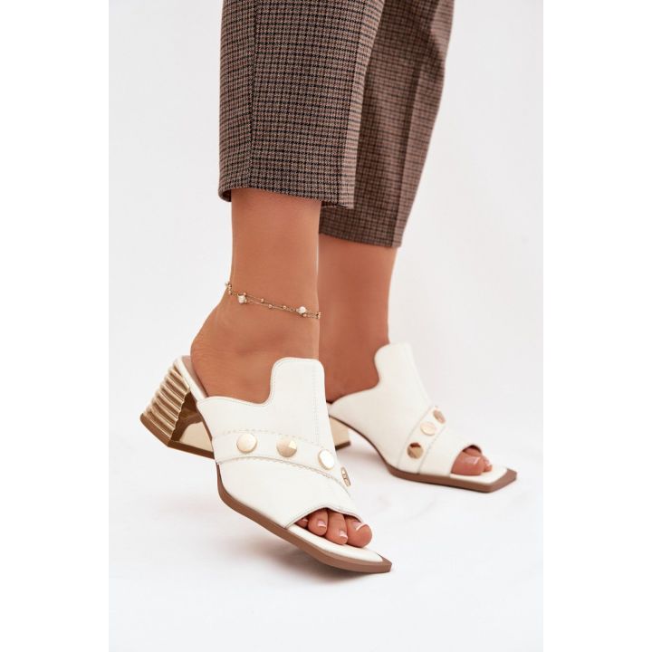Moteriškos basutės iš natūralios odos su 6 cm kulnu Step in style
